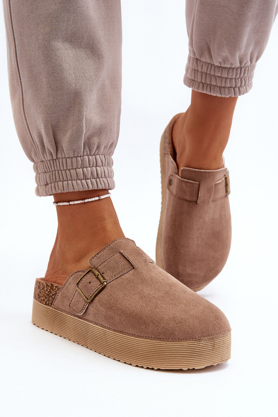 Замшеві босоніжки на корковій платформі Beige Vellma