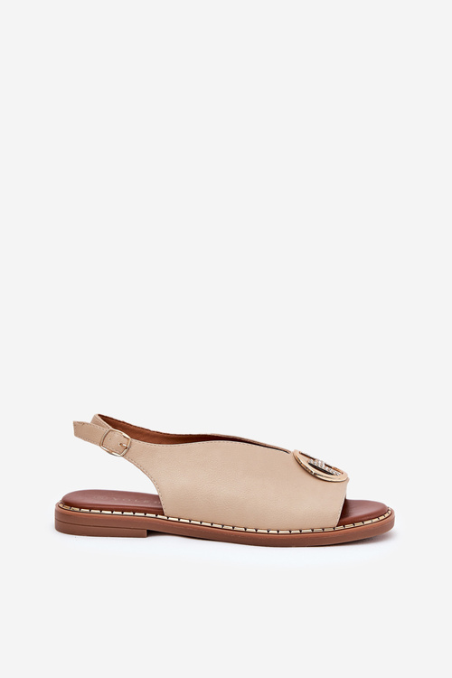 Плоскі елегантні сандалі з прикрасою бежеві Iseliria