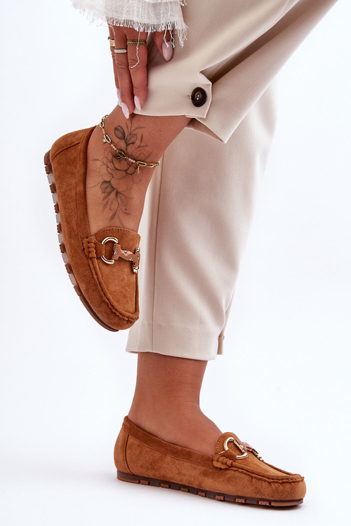 Жіночі замшеві мокасини з декором Коричневий Діонір