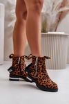 Утеплені жіночі ботильйони на блискавці Leopard Brown Calvaro