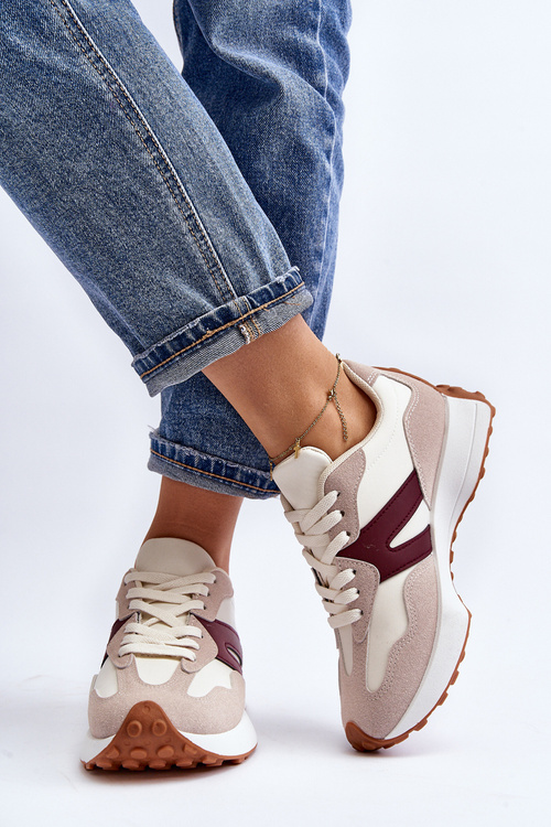 Жіноче бежево-бордове спортивне взуття Chloette