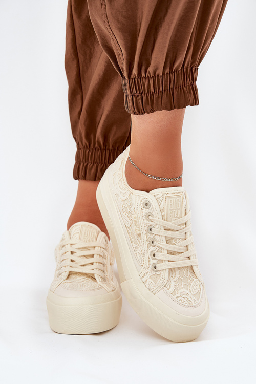 Жіночі Кросівки з Кружева Big Star RR274746 Бежеві