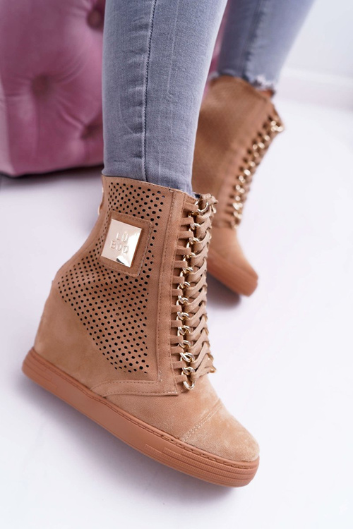 Жіночі ажурні замшеві кросівки Lu Boo Camel Clamma