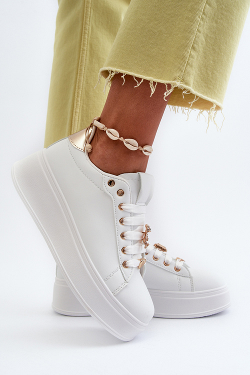 Жіночі кросівки на платформі з білими прикрасами Herbisa