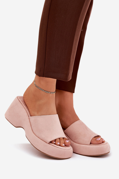 Еко Замшеві Жіночі Сандалі На Платформі І Каблуці Рожеві Afisal