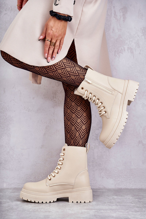 Жіночі теплі шкіряні чоботи Dorchen світло-бежеві