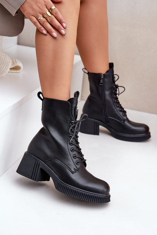 Чоботи жіночі утеплені з натуральної шкіри чорні Vinceza 66671