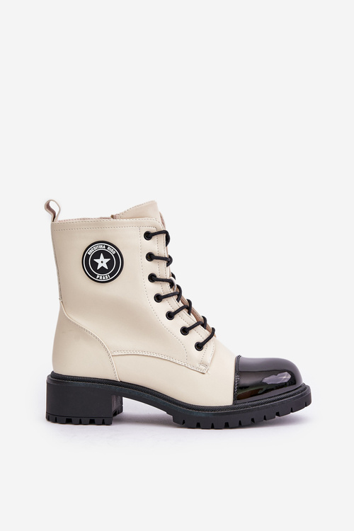 Робочі черевики на блискавці, утеплені, бежево-чорні Soratta