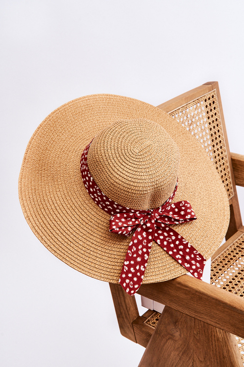 Модна Шапка З Матеріалом Бантик Бежева