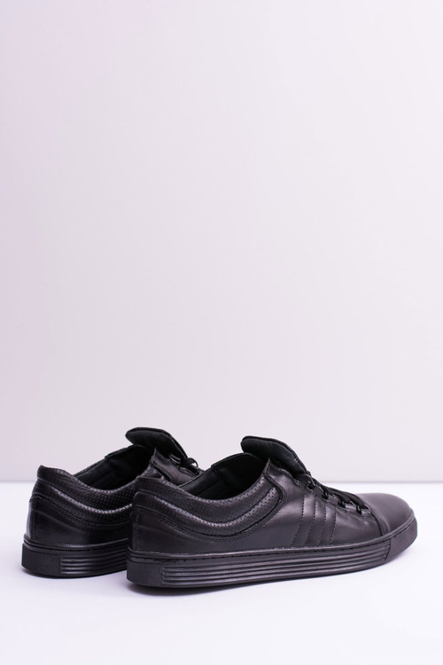 Чоловічі шкіряні тенісні туфлі чорні Elon