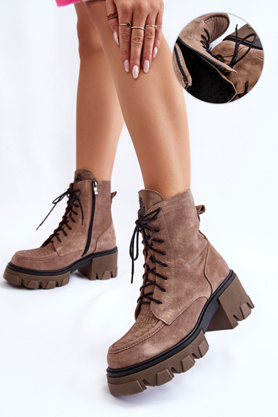 Жіночі замшеві теплі черевики Trapper Яскраво-коричневі Rehin