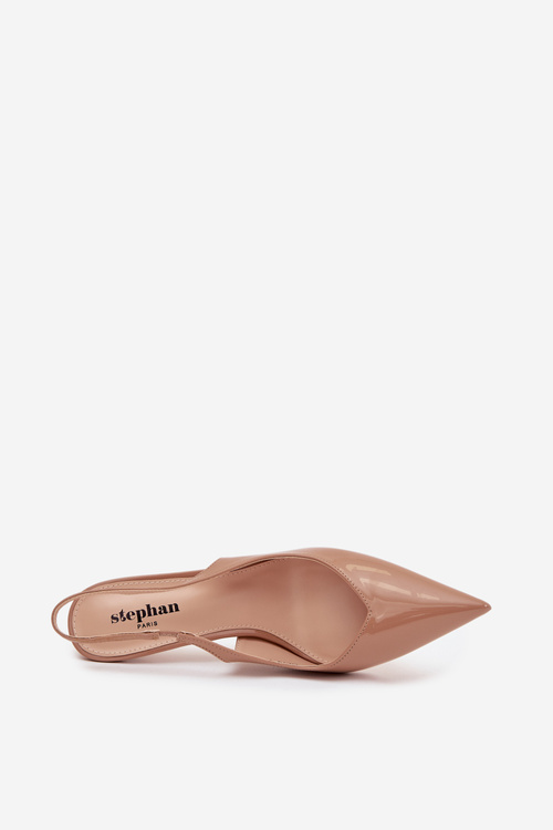 Лаковані туфлі на високому підборах темно бежеві Phelia