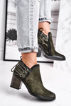 Чоботи жіночі на підборах Maciejka Leather Olive 04812-24