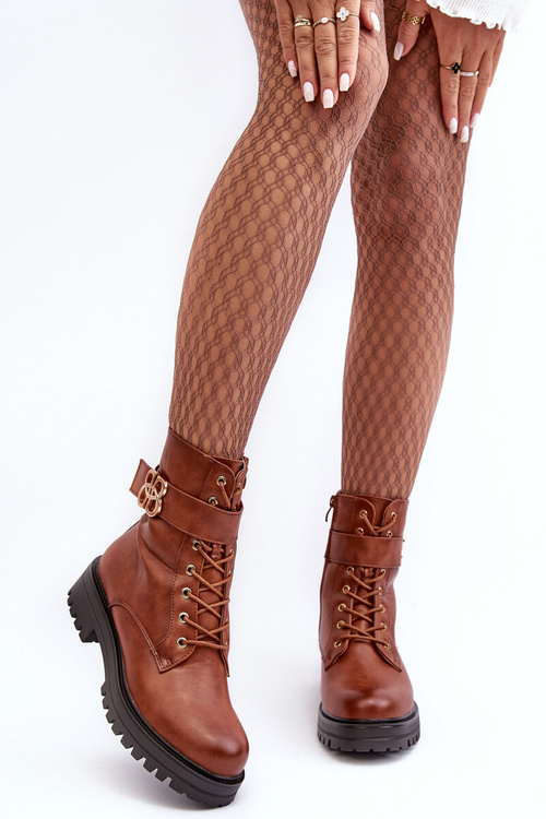 Жіночі робочі черевики на блискавці з орнаментом коричневого кольору Ciossava