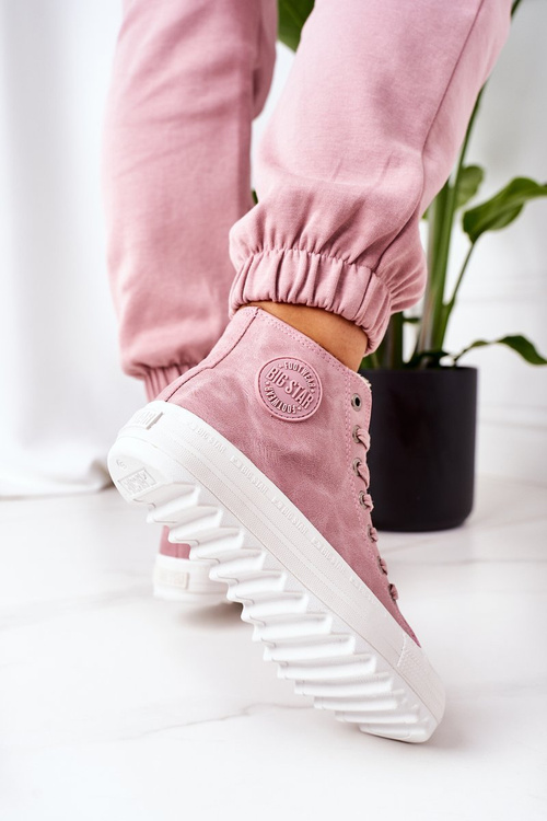 Жіночі шкіряні утеплені кросівки Big Star EE274113 Рожеві