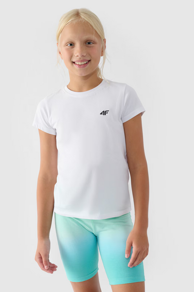 Гладка бавовняна футболка для дівчаток біла 4F 4FJWMM00TTSHF1658-10S