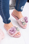 Рожеві жіночі шльопанці з букетом квітів Lu Boo