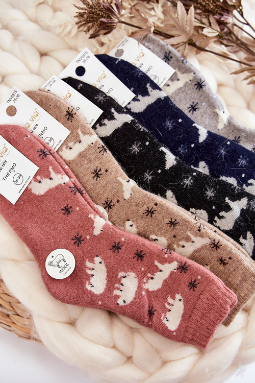 Жіночі вовняні шкарпетки чорного кольору "Полярний ведмідь".