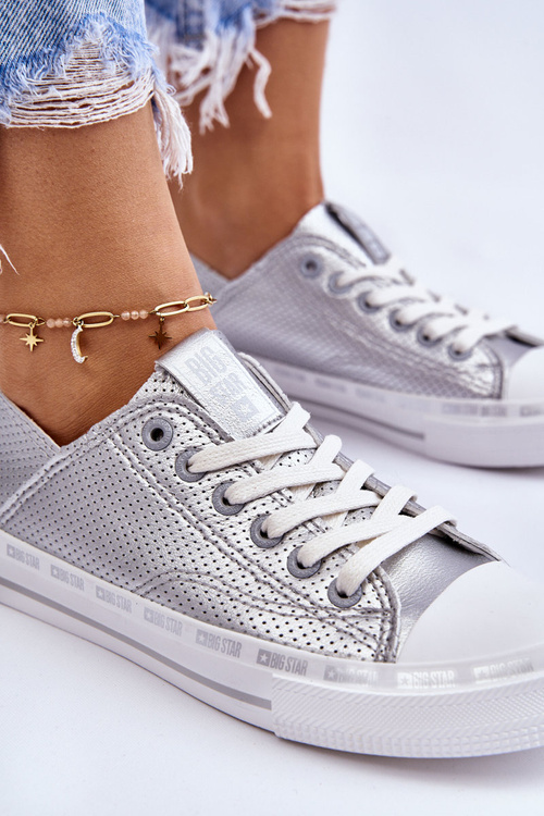 Жіночі шкіряні низькі кросівки Big Star LL274016 Silver
