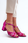 Жіночі шкіряні босоніжки на підборах Maciejka 06551-15 Фуксія