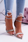 Бежеві босоніжки на шпильці з малюнком змії Lu Boo