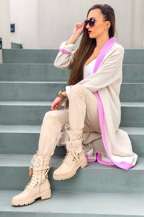 Ажурні Чоботи з сумочкою Бежеві Rock Star