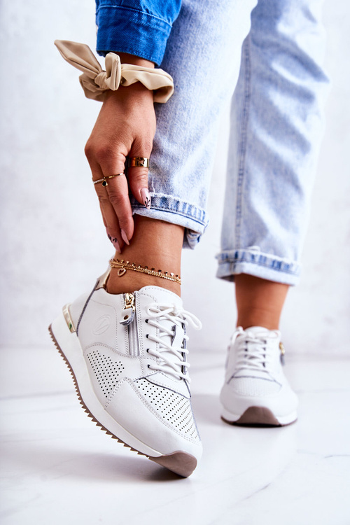 Жіночі спортивні шкіряні кросівки Білі Horessa