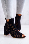 Чоботи шкіряні ажурні Maciejka 05420-43 Чорні