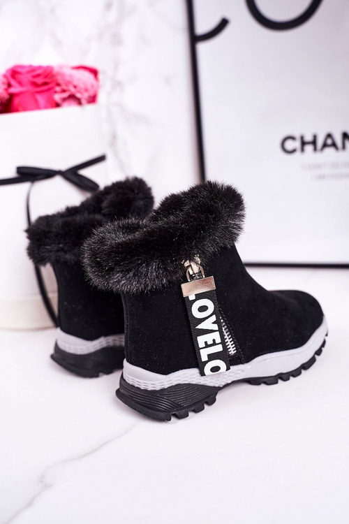 Дитячі утеплені зимові черевики з хутром Black Love-Love