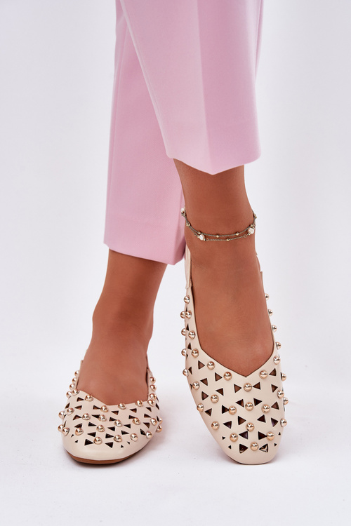 Прикрашені Балерини На Плоскому Каблуці Бежеві Nilarisela