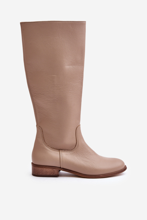 Шкіряні жіночі напівчобітки на блискавці Lewski 3616 Бежеві