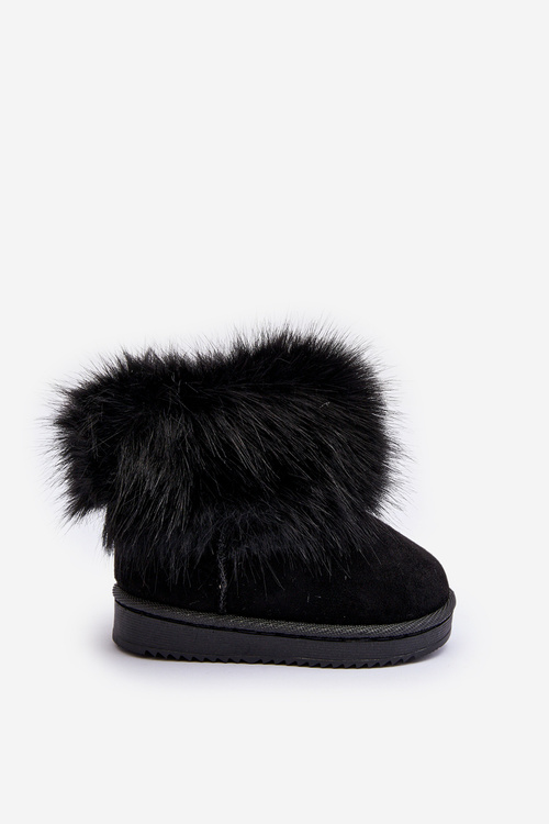 Дитячі утеплені зимові черевики з пухнастим чорним носком