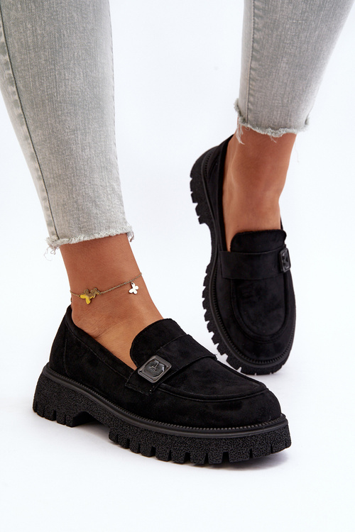 Чорні жіночі лофери Flanila з ремінцем