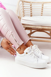 Жіночі шкіряні кросівки на платформі білі Nicole 2645
