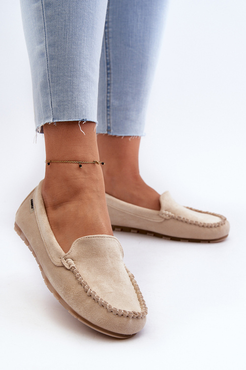 Жіночі бежеві мокасини Amrutia зі штучної замші