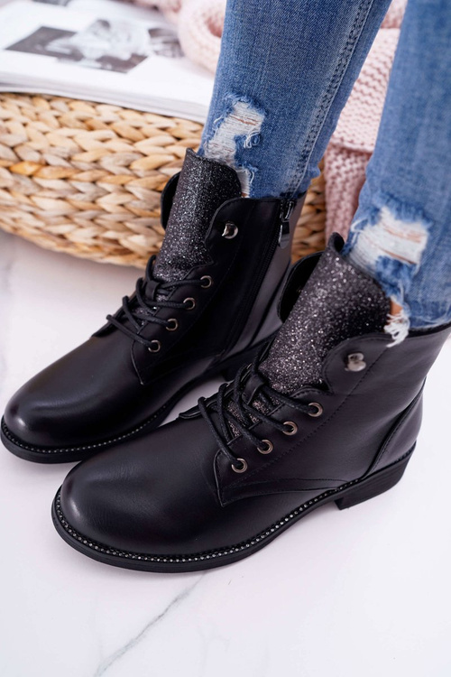 Жіночі робочі черевики на плоскій підошві Black Flumen