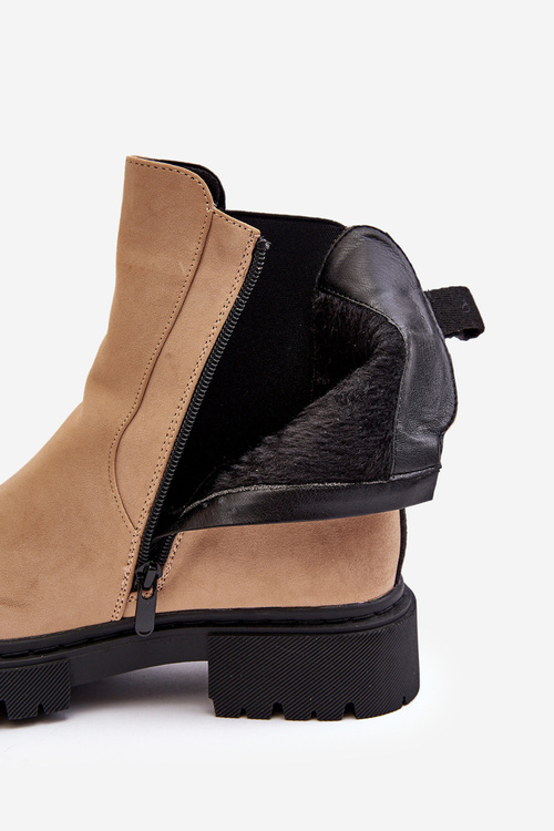 Жіночі ботильйони на підкладці на блискавці бежевого кольору Веста