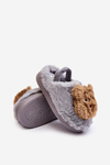 Дитячі хутряні тапочки з сірим ведмедиком Dicera