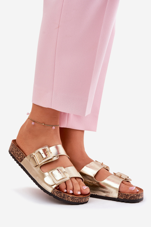 Жіночі Сандалі З Кларами На Пробковій Підошві Золоті Серселе