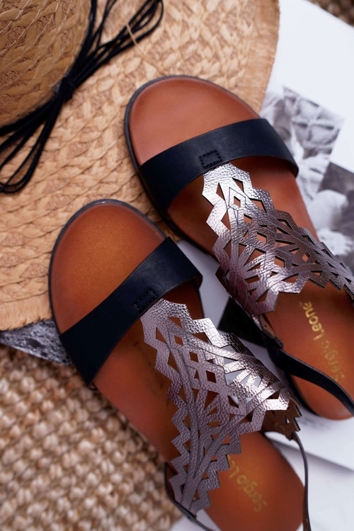 Жіночі сандалі на плоскій підошві Sergio Leone SK011 Black Lirielle