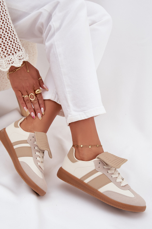 Низькі жіночі кросівки з загнутим язичком бежеві Ardira