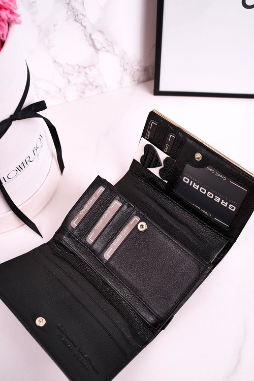 Великий шкіряний жіночий гаманець GREGORIO Shiny Black