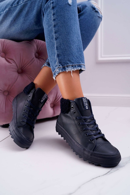 Жіночі кросівки Big Star на високих підборах темно-сині EE274147