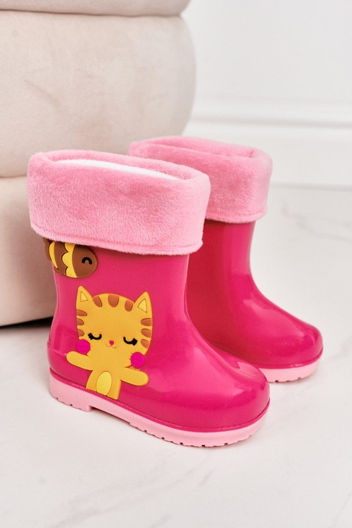 Дитячі утеплені чоботи з кошеням рожеві
