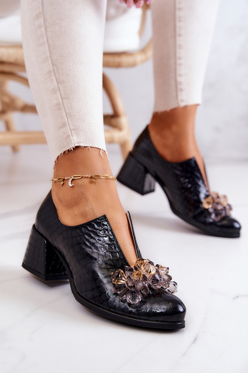 Шкіряні броги з візерунком крокодила з орнаментом. Чорний Delaver