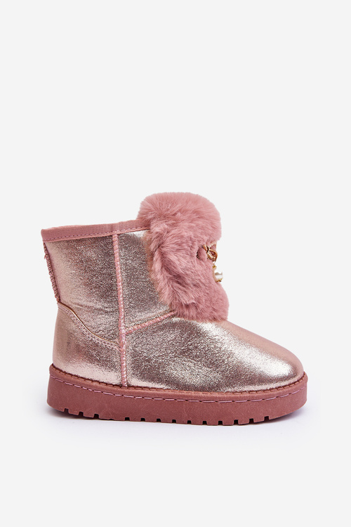 Дитячі снігові черевики на пухнастій підкладці, рожеві Hasiba