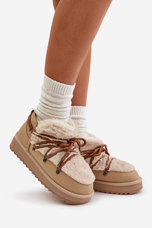 Снігові черевики на платформі з хутром D.Franklin Бежеві DFSH370011