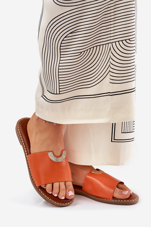 Жіночі Сандалі Еко Шкіра З Декоративними Деталями Помаранчеві Mevith