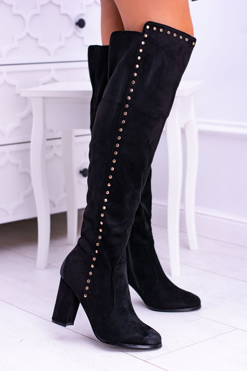 Чорні замшеві мушкетерські черевики Portoso