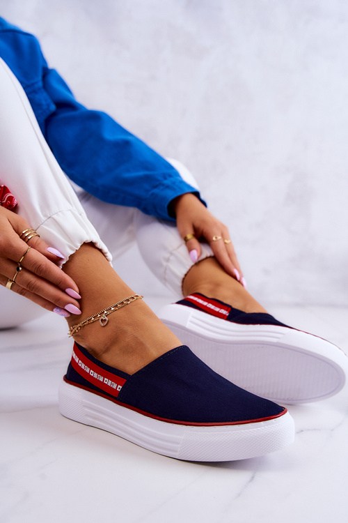 Жіночі кросівки сліпони Big Star JJ276009 Темно-синьо-червоні